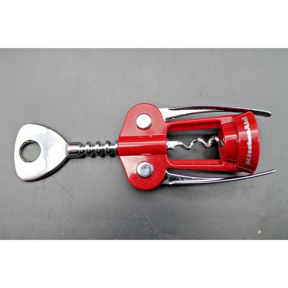 KitchenAid Red Wing Corkscrew Wine Bottle Opener Chrome Lever Bar Tool